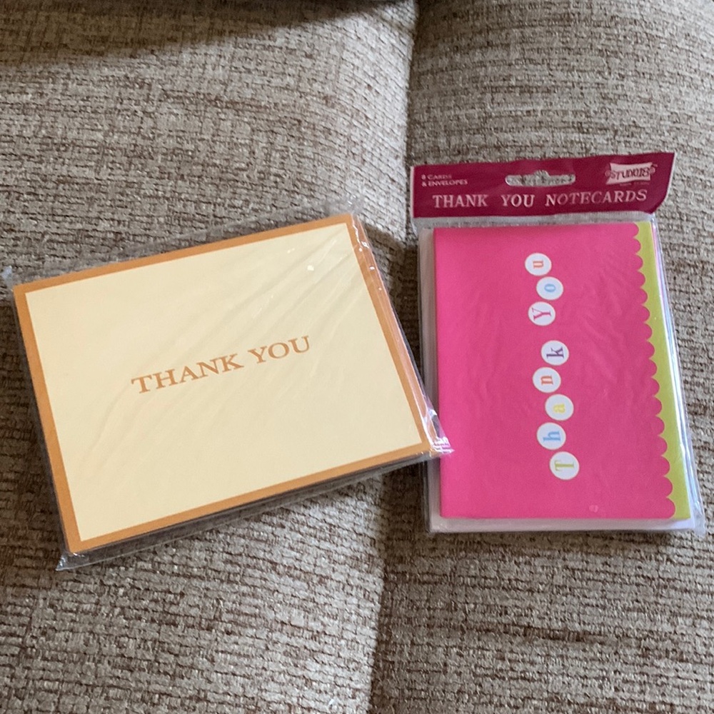 Set of 2 packages of thank you blank notecards, set of 8 & 10